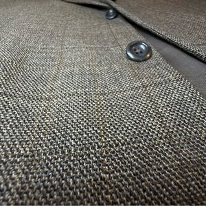 Alfred Sung 42L 100% Lambwool Overcheck Jacket Brown Striped Sport Coat Blazer
